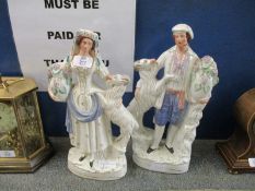 TWO STAFFORDSHIRE FLAT BACK FIGURES WITH RAMS