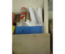 BOX CONTAINING ROLLED ORDNANCE SURVEY MAPS ETC