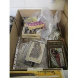 BOX CONTAINING MIXED BOOKS, HARRY POTTER FIRST EDITION, POSTCARDS ETC