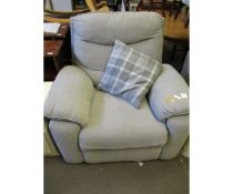 CHARCOAL UPHOLSTERED ELECTRICALLY OPERATED ARMCHAIR