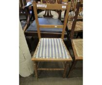 BEECHWOOD FRAMED DOUBLE BAR BACK BEDROOM CHAIR WITH STRIPED SEAT