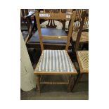 BEECHWOOD FRAMED DOUBLE BAR BACK BEDROOM CHAIR WITH STRIPED SEAT