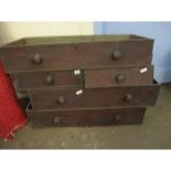 19TH CENTURY MAHOGANY FRONTED AND ELM LINED DRAWERS OF TWO OVER THREE FULL DRAWERS (LACKING CASE)
