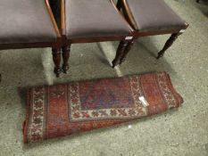 GOOD QUALITY CAUCASIAN TYPE CARPET WITH A MULTI-GULLED BORDER DECORATED PREDOMINANTLY IN RED, BLUE