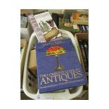 BASKET OF MIXED ANTIQUE COLLECTORS BOOKS ETC