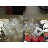 TWO BOXES CONTAINING VASES, BOWLS, WINE GLASSES ETC (2)