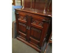 OLD CHARM OAK TV CABINET WITH LINENFOLD DETAIL