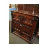 OLD CHARM OAK TV CABINET WITH LINENFOLD DETAIL