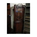 MAHOGANY FLOOR STANDING ASTRAGAL GLAZED CORNER CUPBOARD