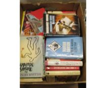BOX CONTAINING CRIME AND FICTION HARDBACK BOOKS