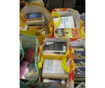 FIVE BAGS CONTAINING PAPERBACK BOOKS