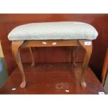 OAK FRAMED GREEN UPHOLSTERED TOP STOOL