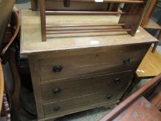 SATINWOOD DRESSING CHEST WITH MIRROR BACK WITH THREE FULL WIDTH DRAWERS WITH RINGLET HANDLES