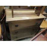 SATINWOOD DRESSING CHEST WITH MIRROR BACK WITH THREE FULL WIDTH DRAWERS WITH RINGLET HANDLES