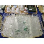 TRAY CONTAINING MIXED CUT GLASS WARES