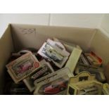 BOX CONTAINING YESTERYEAR AND DAYS GONE BY COMMERCIAL MODEL VEHICLES