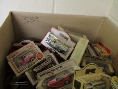 BOX CONTAINING YESTERYEAR AND DAYS GONE BY COMMERCIAL MODEL VEHICLES