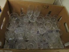 BOX CONTAINING WINE GLASSES ETC