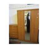 BEECHWOOD FRAMED DOUBLE DOOR WARDROBE AND A FURTHER FOUR FULL WIDTH DRAWER CHEST (2)