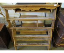 PINE THREE TIER SHELF UNIT AND A FURTHER SMALLER EXAMPLE (2)