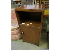 PLYWOOD FORMED SIDE CABINET WITH OPEN SHELF AND CUPBOARD DOOR