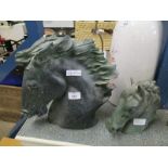TWO RESIN HORSE HEADS (A/F)