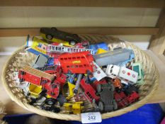 BASKET CONTAINING MIXED PLAYWORN DIE-CAST TOYS