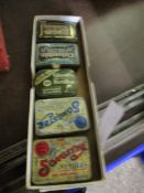 BOX CONTAINING FIVE TINS OF VINTAGE GRAMOPHONE NEEDLES