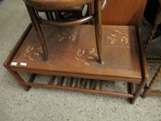 RETRO TEAK FRAMED RECTANGULAR 8-TILE TOP TABLE WITH SLATTED BASE