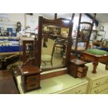 EDWARDIAN WALNUT DRESSING TABLE BACK WITH RECTANGULAR BEVELLED PLATE MIRROR AND FOUR DRAWERS