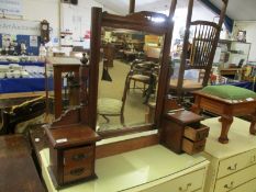 EDWARDIAN WALNUT DRESSING TABLE BACK WITH RECTANGULAR BEVELLED PLATE MIRROR AND FOUR DRAWERS