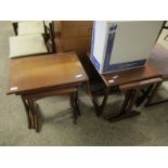 TEAK NEST OF THREE POSSIBLY G-PLAN TABLES AND A HARLEQUIN TEAK NEST OF THREE TABLES