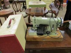 CREAM AND RED REXINE CASED ZEPHYR ELECTRIC SEWING MACHINE