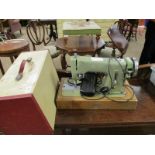 CREAM AND RED REXINE CASED ZEPHYR ELECTRIC SEWING MACHINE