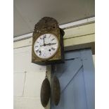 PRESSED BRASS WALL HANGING WEIGHT DRIVEN CLOCK BY RENAULT, SIGNED A TINCHEBRAY
