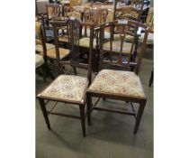 TWO BEDROOM CHAIRS WITH FLORAL UPHOLSTERED SEATS