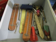 TUB CONTAINING PROPELLING PENCILS, THERMOMETERS ETC