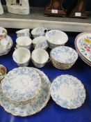 QUANTITY OF VICTORIAN BLUE AND GILDED SHAPED EDGE TEA WARES