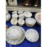 QUANTITY OF VICTORIAN BLUE AND GILDED SHAPED EDGE TEA WARES