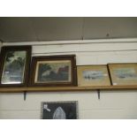 PAIR OF ART NOUVEAU GESSO PICTURE FRAMES AND A FURTHER PAIR OF SHIPPING PRINTS (4)