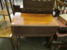 REPRODUCTION YEW WOOD PEMBROKE TABLE WITH SINGLE DRAWER TO END ON TAPERING SQUARE SPADE FEET