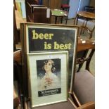 REPRODUCTION FRAMED POSTER OF "BEER IS BEST" TOGETHER WITH THREE FURTHER PRINTS AND ONE OTHER (6)
