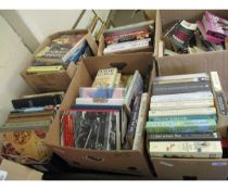 FIVE BOXES OF BOOKS, COOKERY BOOKS ETC