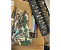 BOX VARIOUS PLATED CUTLERY ETC