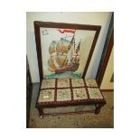 EMBROIDERED SEAT STOOL AND FIRE SCREEN