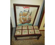 EMBROIDERED SEAT STOOL AND FIRE SCREEN