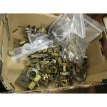 BOX OF VARIOUS BRASS FITTINGS ETC