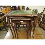 NEST OF THREE REPRODUCTION GLASS TOPPED OCCASIONAL TABLES