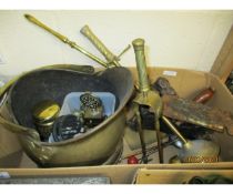 BOX OF VARIOUS BRASS WARE AND METAL WARE