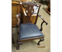 MAHOGANY CHIPPENDALE STYLE CARVER CHAIR